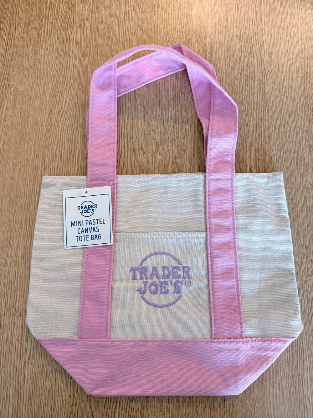 Mini Pastel Pink Canvas Tote Bag